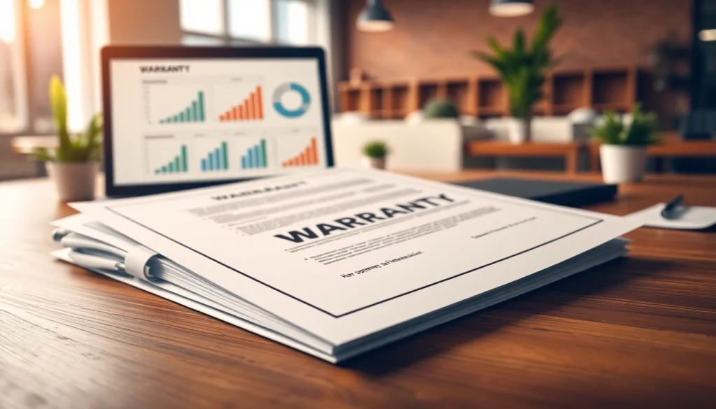 Highlighting transparent warranty coverage with warranty documents on a desk in a bright office.