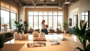 Best hair salon San Diego scene showing stylists at work in a chic, relaxing environment.