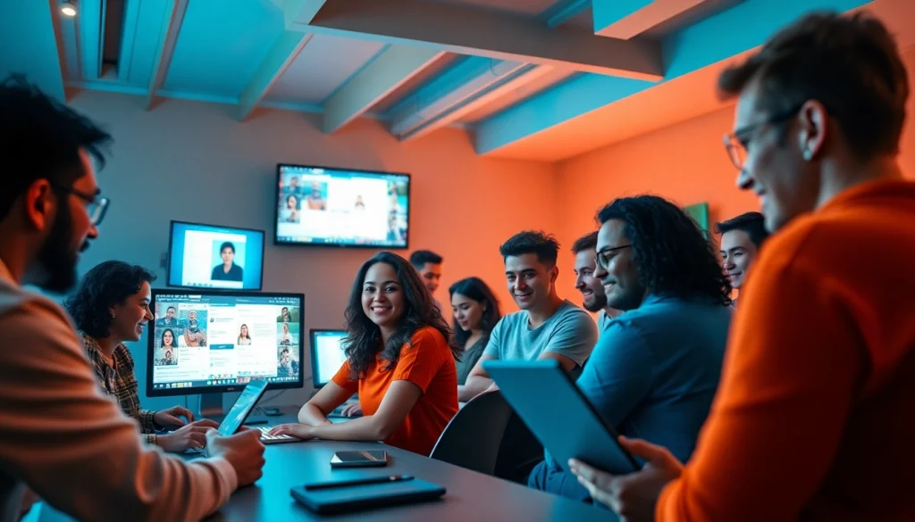 Discover onlyfans profiles near me with vibrant connections in a modern workspace.