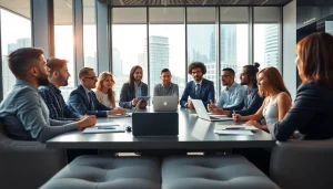 Generate valuable business growth insights during a dynamic team meeting in a modern setting.