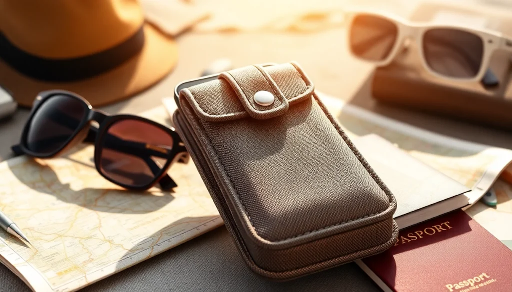 Optimiert abschließbare Handytasche für sicheres Reisen mit Zubehör.