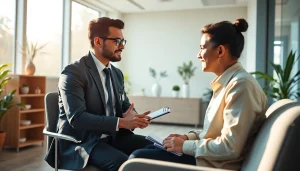 Therapist providing psychiatric treatment in India in a calm, inviting environment.