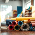 Canvas kopen, verschillende stoffen en texturen in een helder creatief atelier.