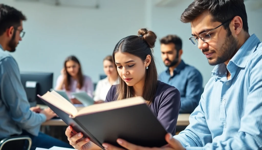 Focused individuals studying to pass IT certification exams in a bright and engaging environment.