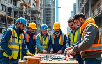 Engaged workers participating in construction training programs while focusing on hands-on techniques.