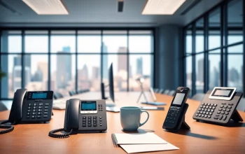 Explore modern telephone systems in a sleek office environment showcasing technology and professionalism.