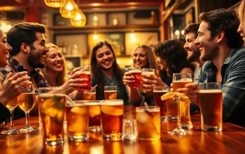 Group of friends celebrating in a pub illustrates why do we say on the lash.