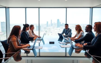 Discussing Federal and State contracts during a business meeting with a diverse team.